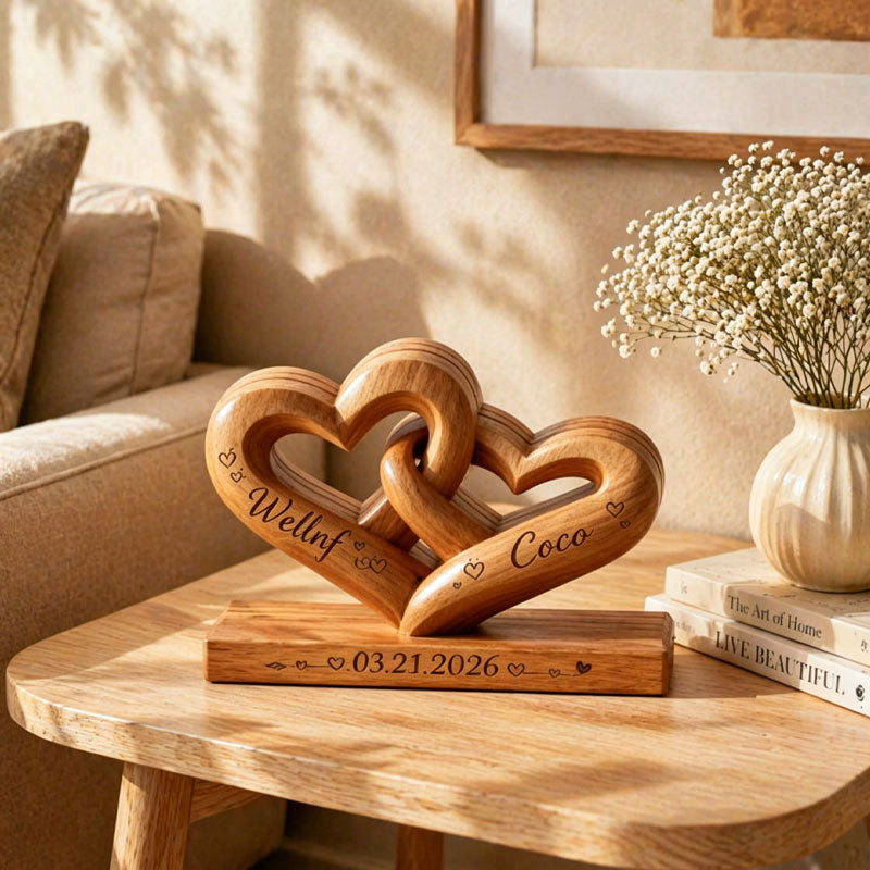 Personalized heart-shaped plaques engraved with both of your names – a romantic gift for couples.