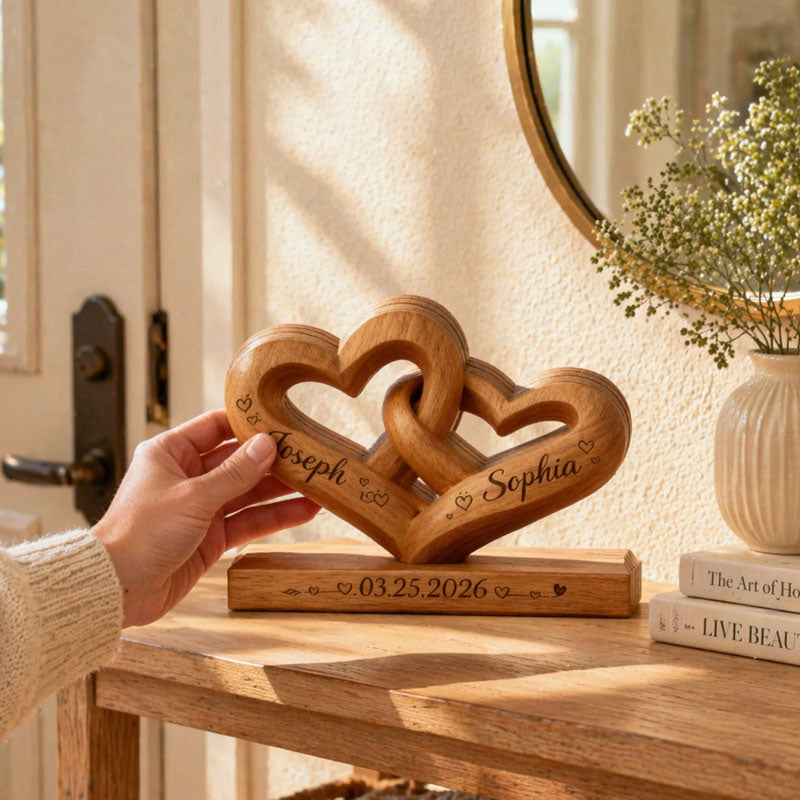 Personalized heart-shaped plaques engraved with both of your names – a romantic gift for couples.