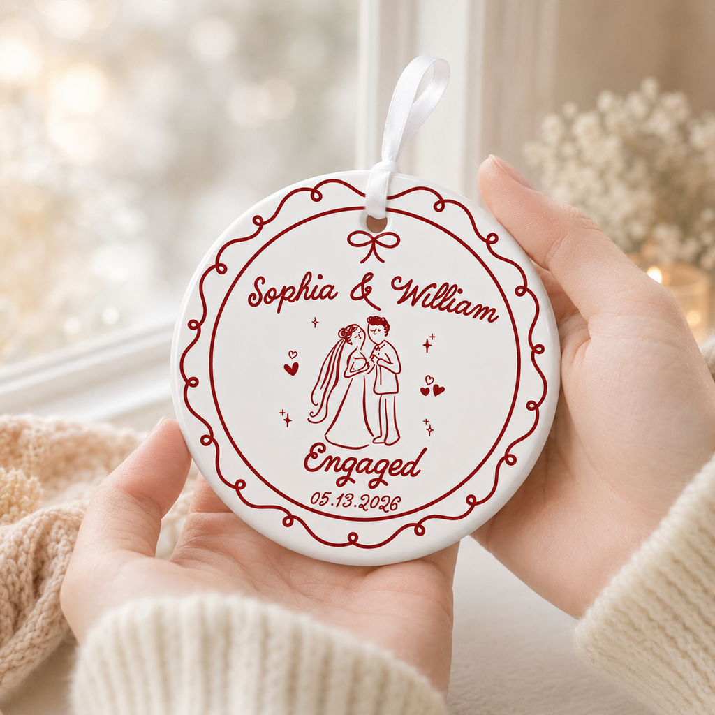 Merry Memories, Starting With You - Custom First Christmas Ceramic Ornament