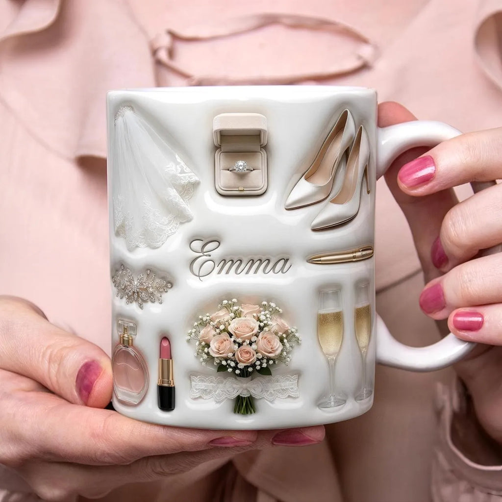 Personalized 3D Ceramic Mug with Bride's Name