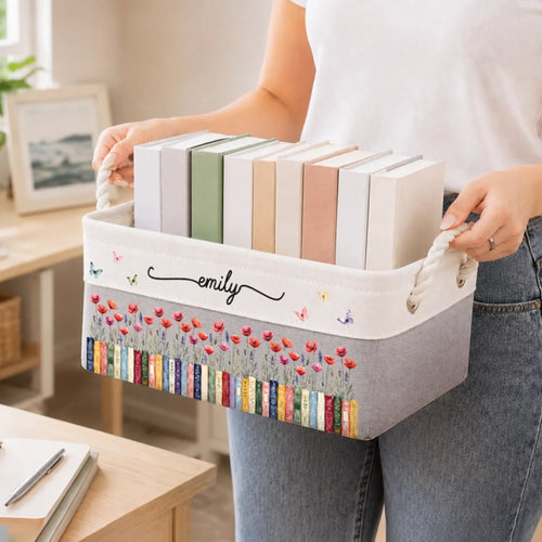 Custom Storage Basket - Personalized Bookish Gifts For Book Lovers, Bookworms, Readers - Bloom In Your Own Way