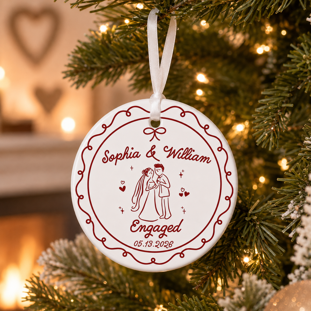 Merry Memories, Starting With You - Custom First Christmas Ceramic Ornament