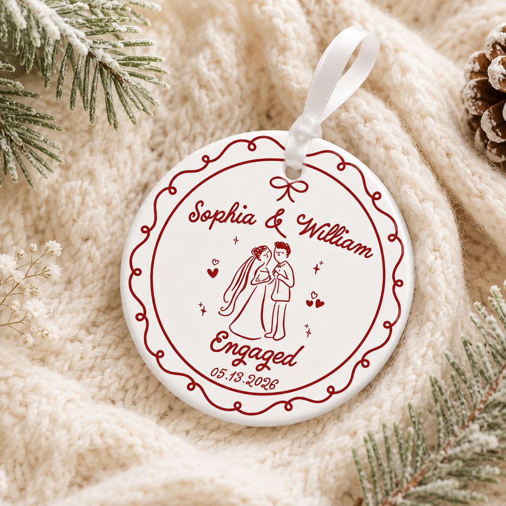 Merry Memories, Starting With You - Custom First Christmas Ceramic Ornament